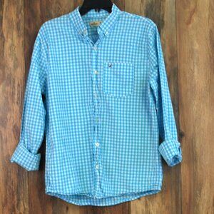 Hollister Men's Blue White Checkered Business Casual Button Down Shirt M
